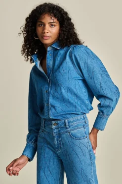 BLOUSE Denim Rhinestones