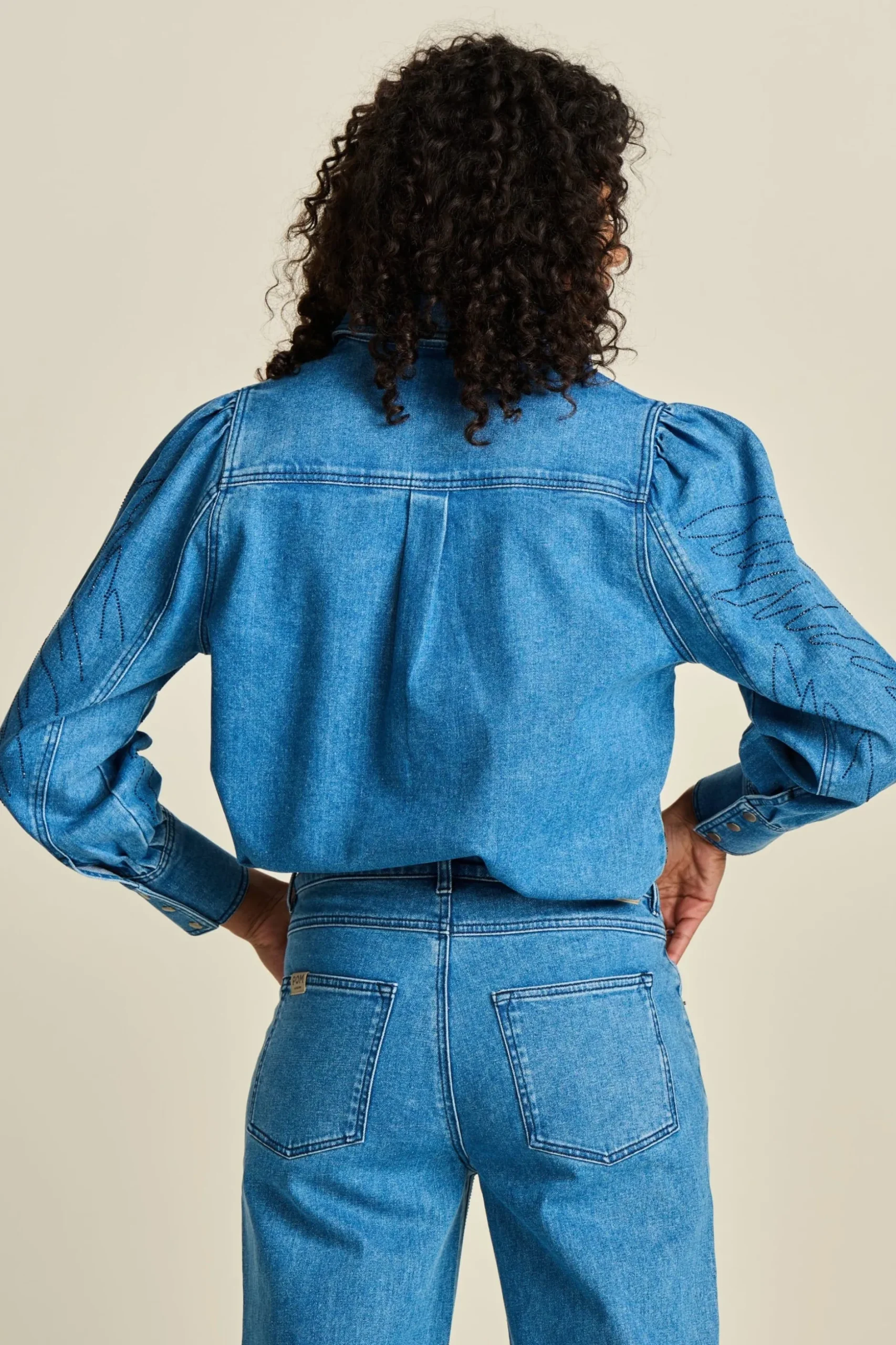 BLOUSE Denim Rhinestones