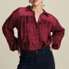 BLOUSE Jacquard Burgundy Red