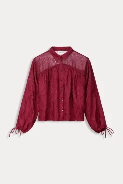 BLOUSE Jacquard Burgundy Red