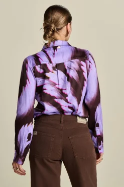 BLOUSE Mila Satin Feathers Brown