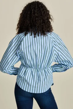 BLOUSE Striped Poplin Cloudy Blue