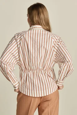 BLOUSE Striped Poplin White