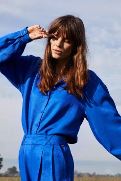 BLOUSE Violet Shimmer Blue