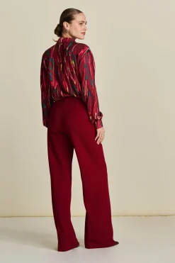 BROEK Wide Leg Burgundy Red