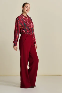 BROEK Wide Leg Burgundy Red