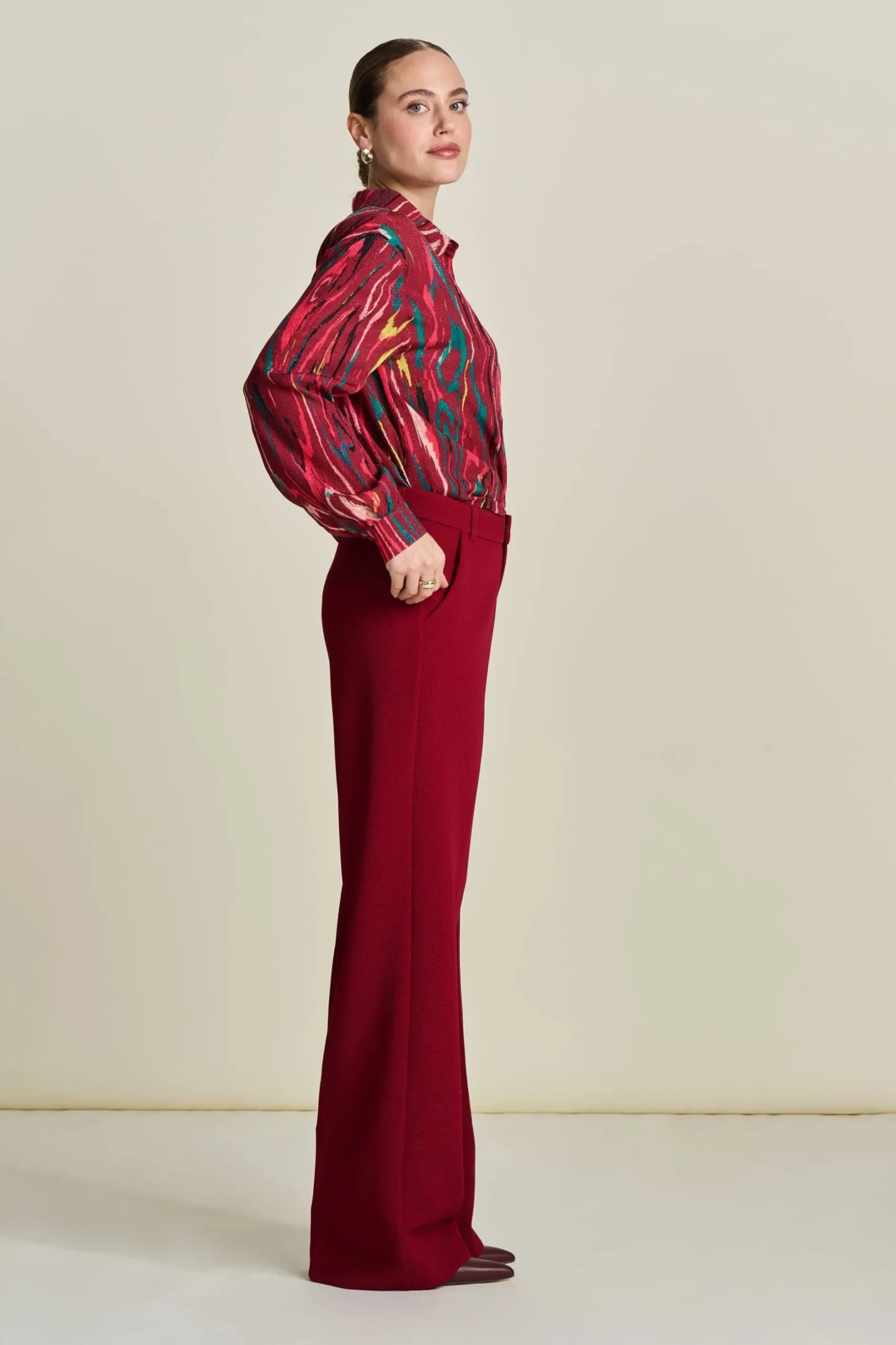 BROEK Wide Leg Burgundy Red
