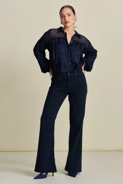 JEANS KATE Flare Washed Midnight Blue