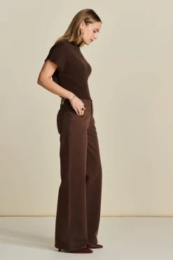 JEANS Wide Leg Washed Brown